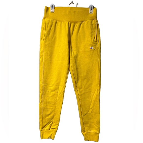 Vintage Champion Reverse Weave Small Sweatpants Men’s Gold Yellow Pocket Tapered - Picture 1 of 8